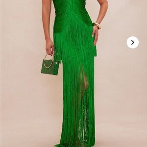 fashion nova Julie Fringe Bandage Maxi Dress - Green Elegant Green Fringe Dress